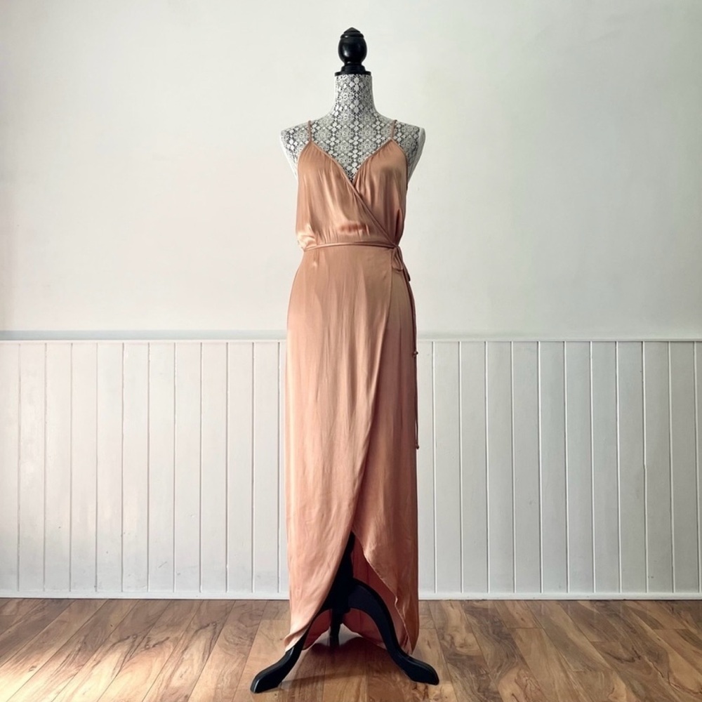 Wayf silky copper Wrap Dress